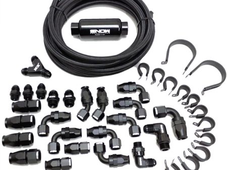 Snow Performance 10AN Braided Stainless Fuel Line Kit - Black Line For Sale